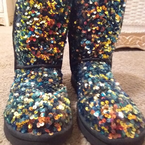 New UGG classic style sparkle sequins boots women's 8 - Picture 1 of 3